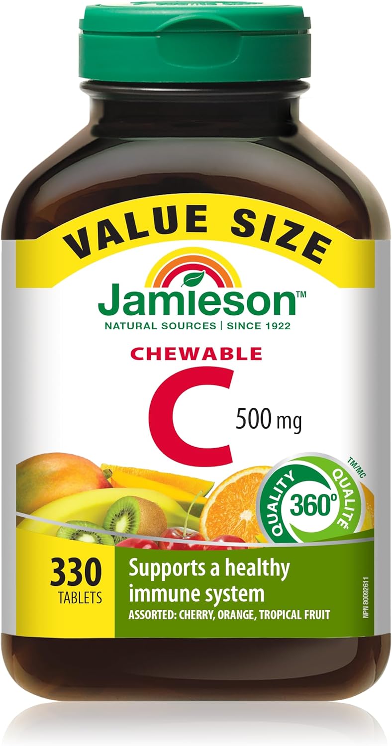 Jamieson Chewable Vitamin C 500mg Value Pack - 330 Tablets, Mixed 3 Flavours - görsel 1