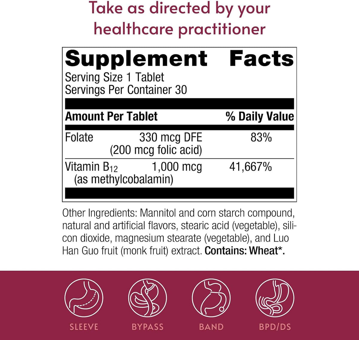 Bariatric Advantage B-12 Speedy Melts – Vitamin B12 1000 mcg with Folic Acid, Peppermint, 30 Fast-Melting Tablets - görsel 4