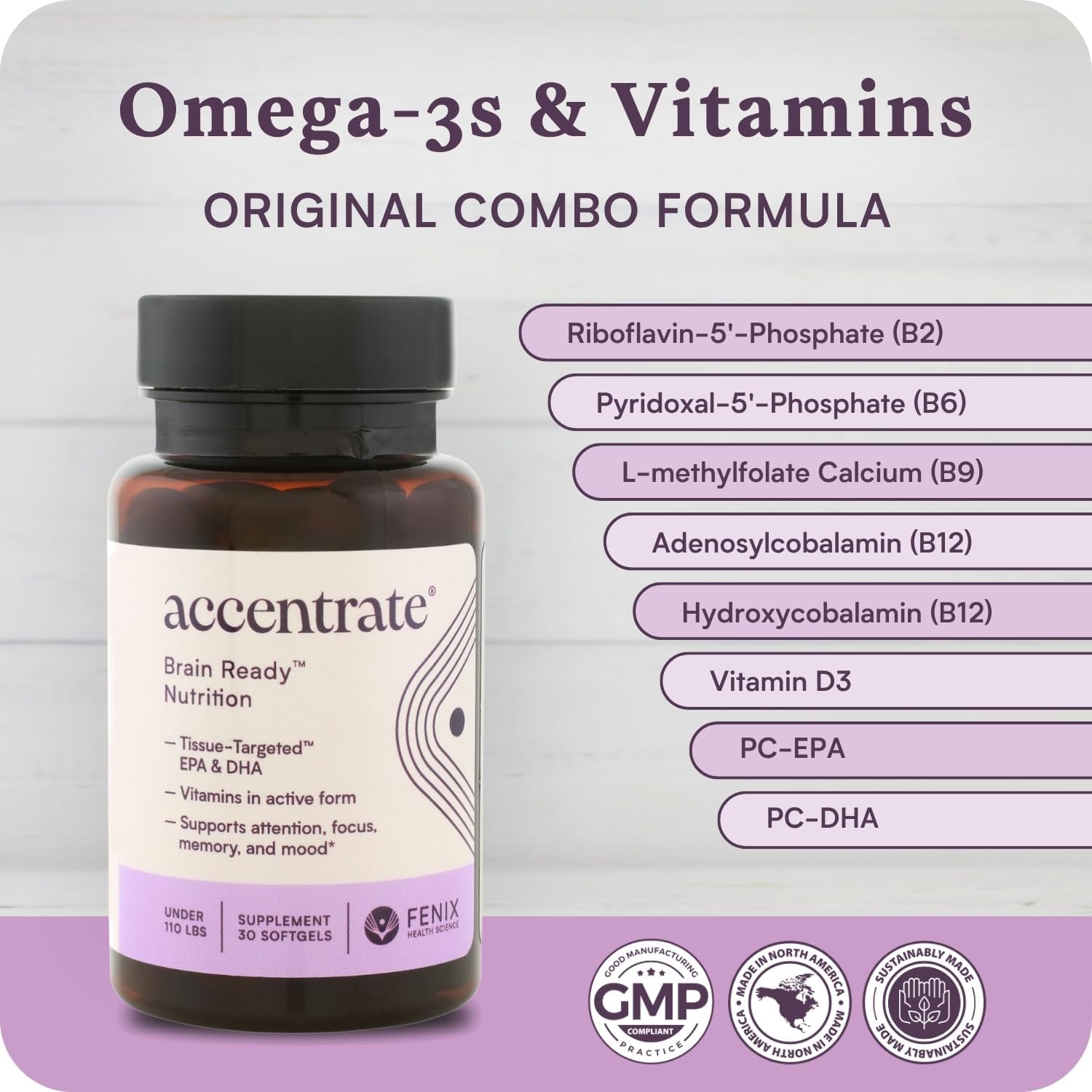Accentrate Brain Supplement for Natural Focus & Attention – Active B Vitamin & Omega-3 Combination - görsel 6