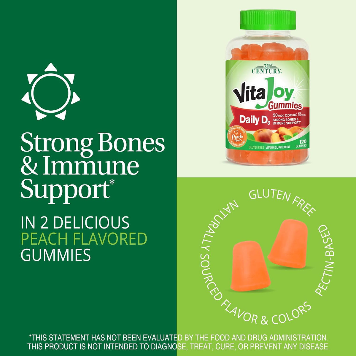 21st Century Daily D Gummies, Fruit Flavoured - 120 Gummies, Pack of 3 - görsel 5