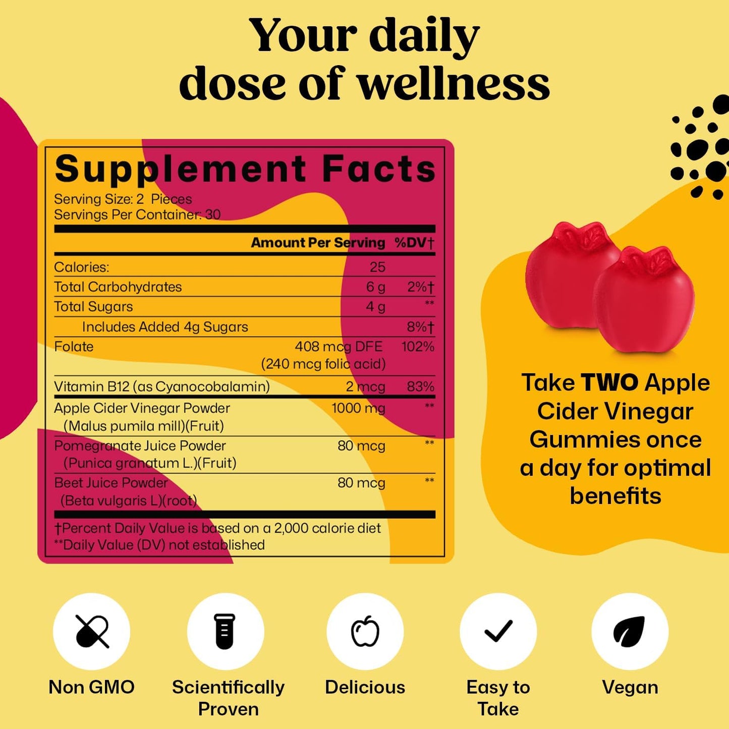 ColonBroom Apple Cider Vinegar Gummies for Women – 60 Gummies, 30 Day Supply – Vegan, Non-GMO - görsel 5