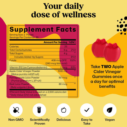 ColonBroom Apple Cider Vinegar Gummies for Women – 60 Gummies, 30 Day Supply – Vegan, Non-GMO