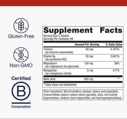 Metagenics Fibroplex - Magnesium, Malic Acid & B Vitamins for Neuromuscular, Bone, Heart & Stress Support - Chelated Minerals - 120 Tablets