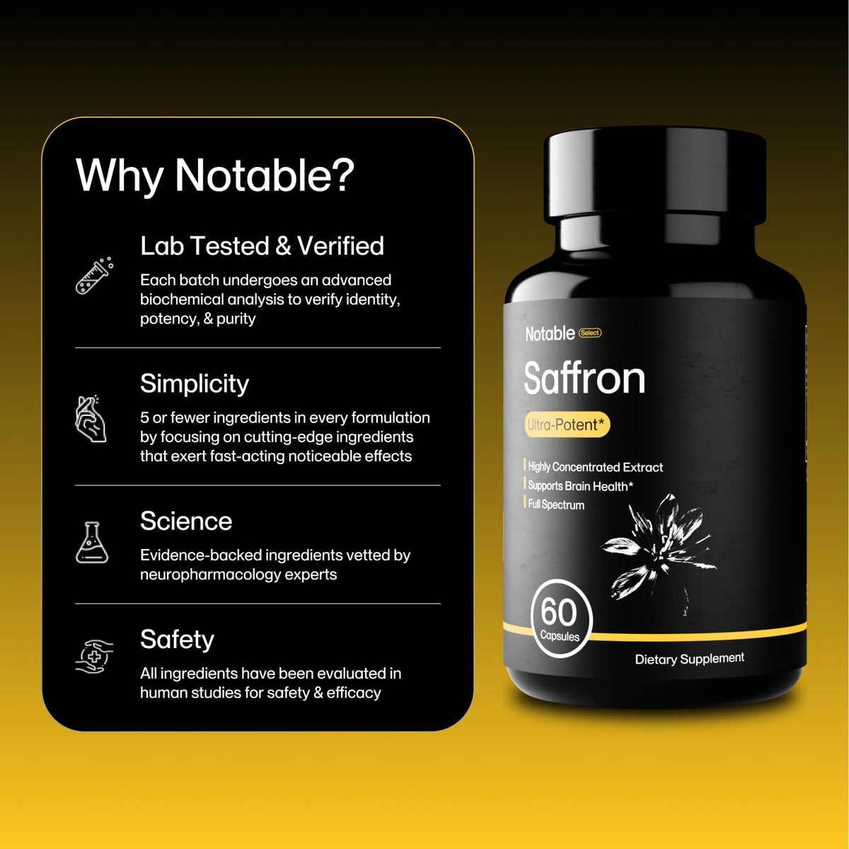Notable Ultra-Potent Saffron Extract Capsules | 30mg | 60-Day Supply - görsel 6