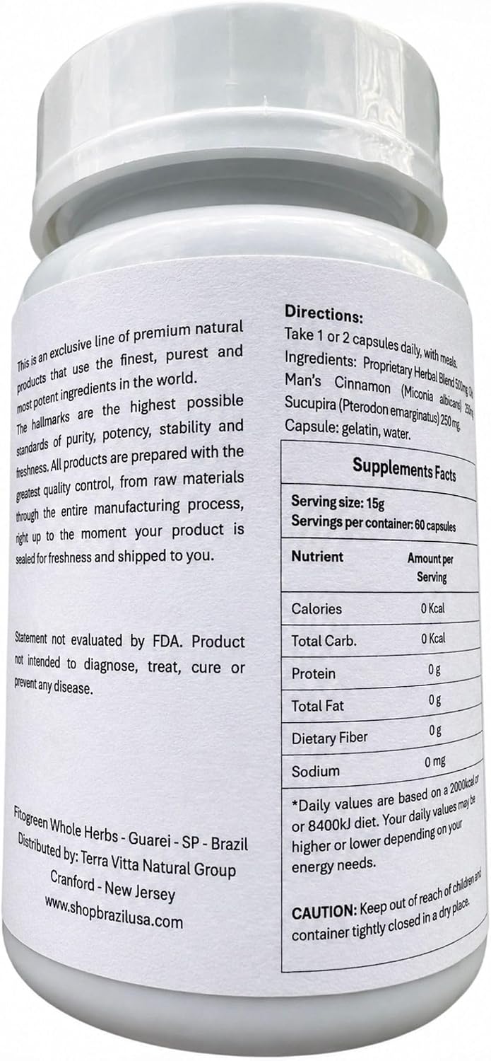 Old Man's Cinnamon with Sucupira 500 mg (60 Capsules) - Herbal Blend Supplement - görsel 6
