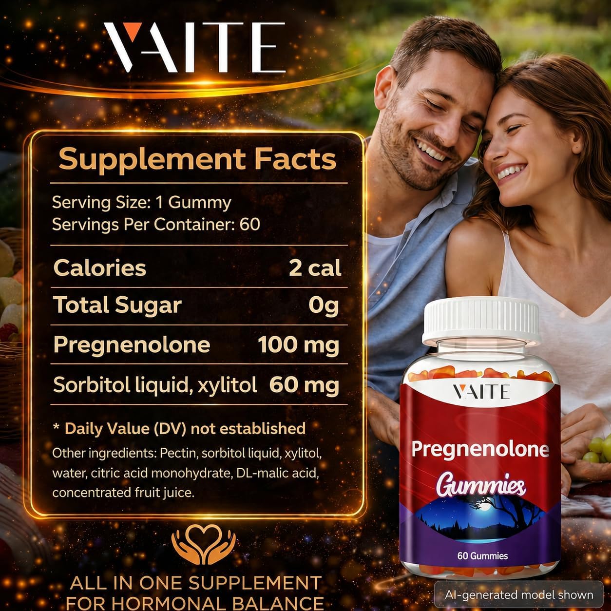 VAITE Pregnenolone Memory Supplement Gummies - 60 Count - görsel 3