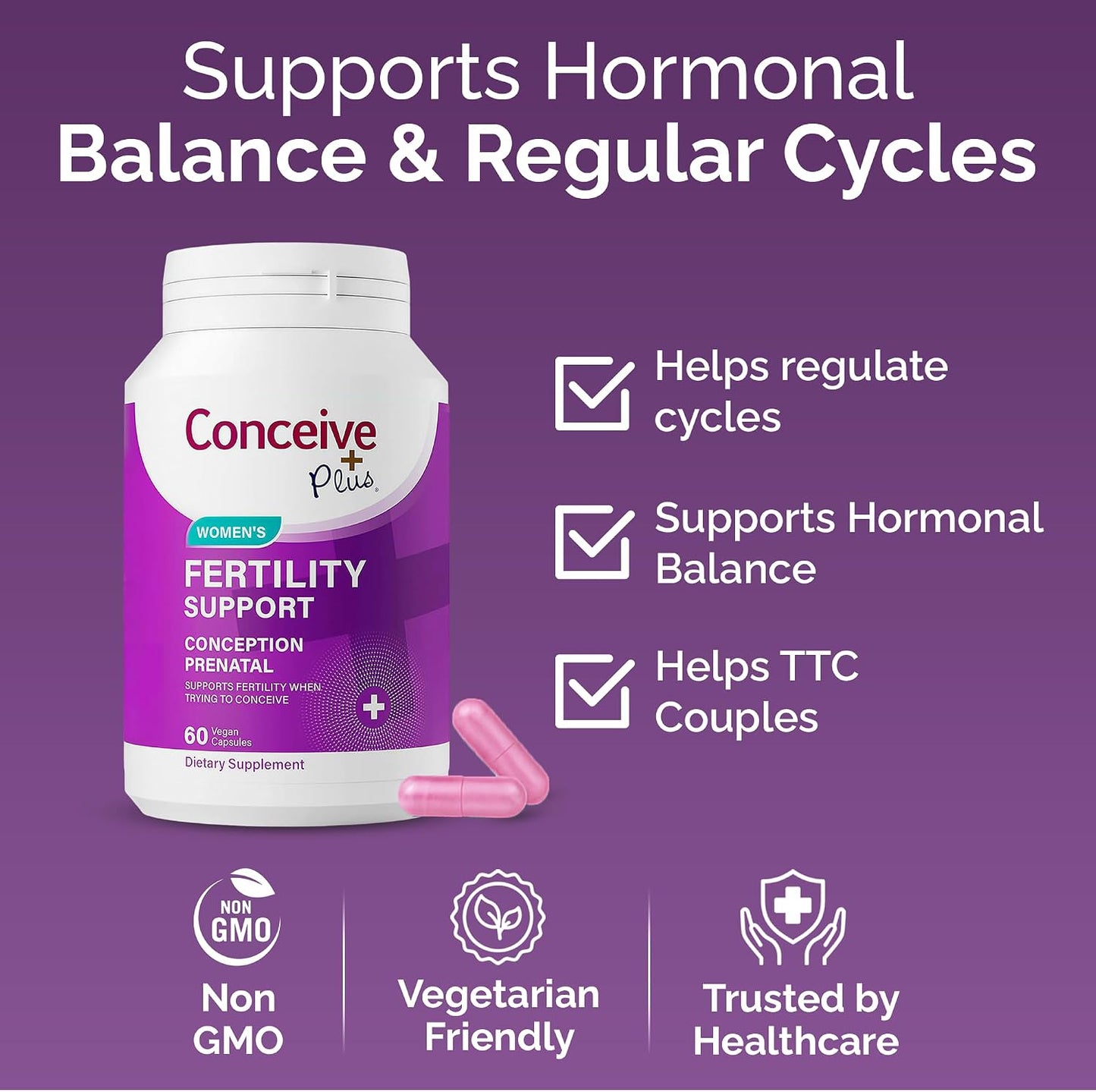 CONCEIVE PLUS Women's Fertility Support – Prenatal Multivitamin for Trying to Conceive – Conception Blend, Hormonal Support – 30 Days - görsel 4