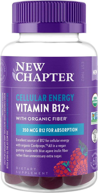 New Chapter® Organic Vitamin B12+ Gummies – Vegan B12 for Cellular Energy Support with Cordyceps, 60 Gummies