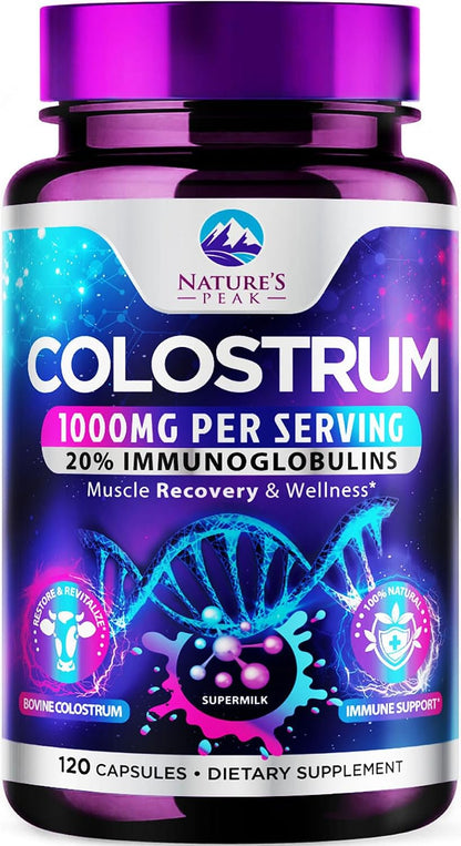 Bovine Colostrum Food Supplement 1000mg – with 20% Immunoglobulins (IgG) – 60 Capsules