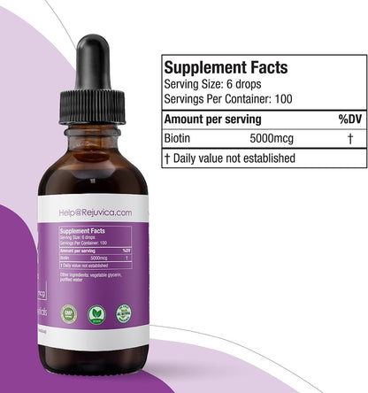 Rejuvica Health Active Biotin – 5000mcg Liquid Biotin Supplement for Hair, Skin & Nails