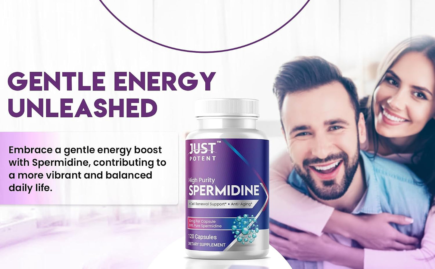 Just Potent High Purity (99%) Spermidine Supplement – 120 Capsules, 10mg Each – Cell Renewal Support - görsel 4