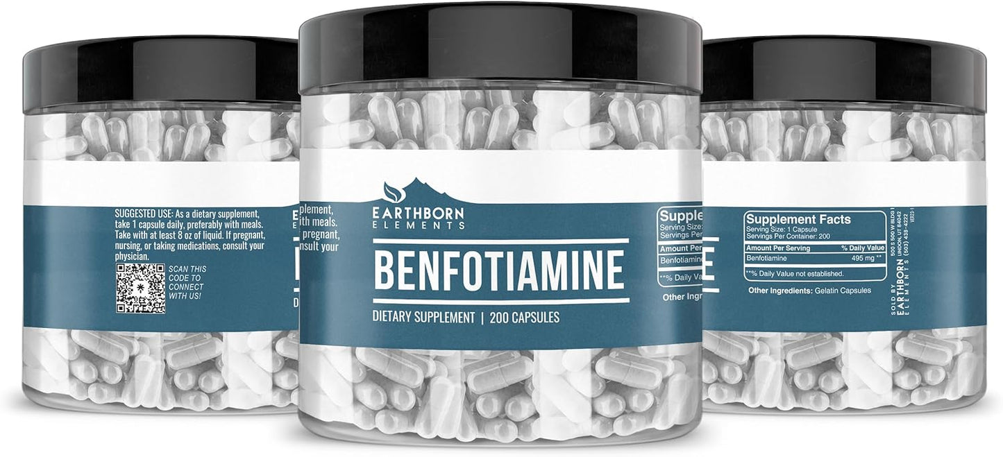 Earthborn Elements Benfotiamine 200 Capsules, Pure and Undiluted, No Additives - görsel 4