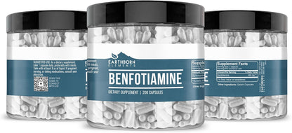 Earthborn Elements Benfotiamine 200 Capsules, Pure and Undiluted, No Additives