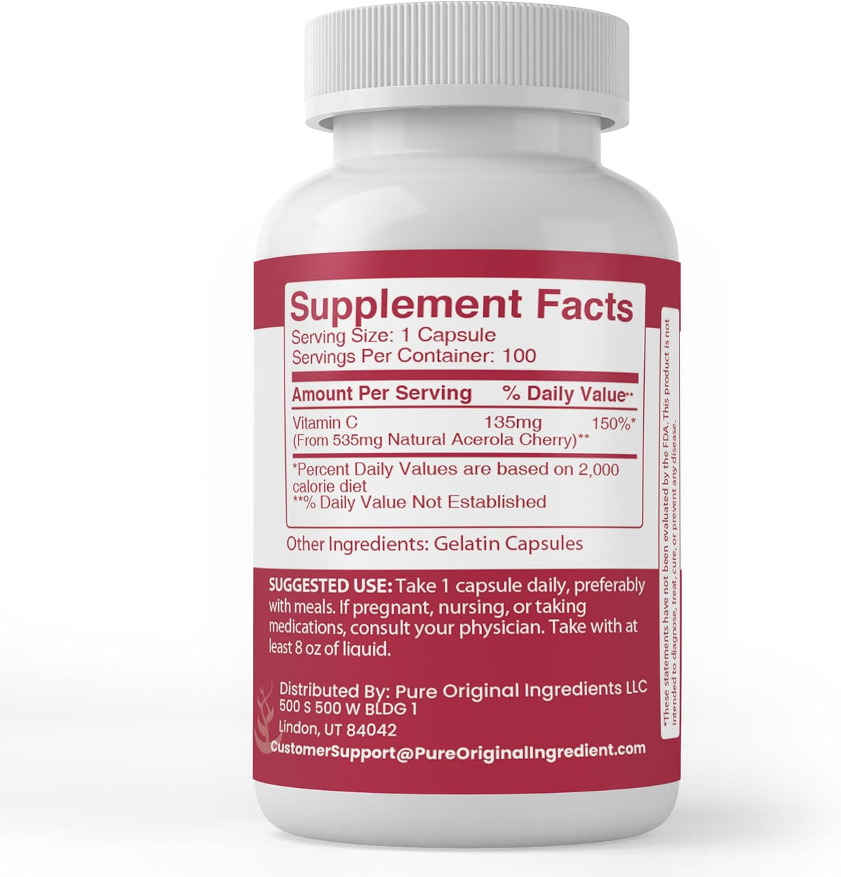 Pure Original Ingredients Acerola Cherry (100 Capsules) - Pure, No Additives - görsel 2