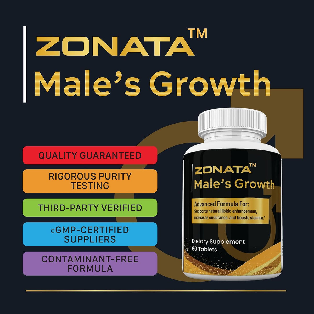 Zonata Male's Growth Food Supplements (3 Pack) - 180 Tablets - görsel 3