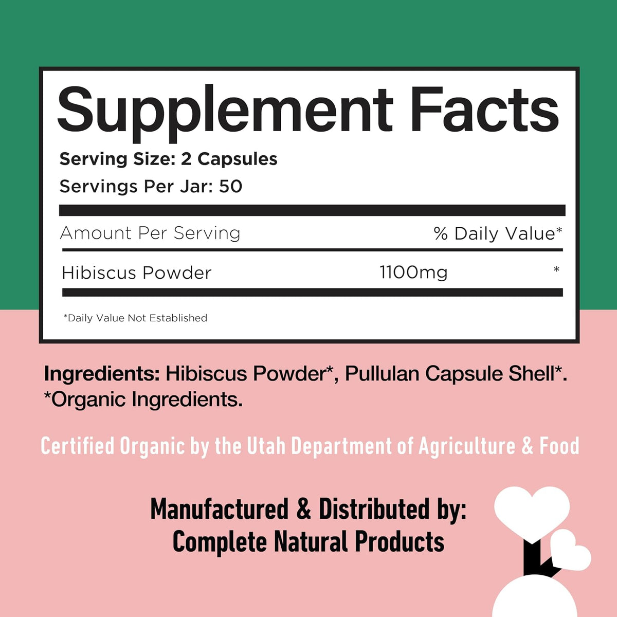 Organic Hibiscus Capsules, 550 mg, 100 Count – Plant-Based Supplement - görsel 6