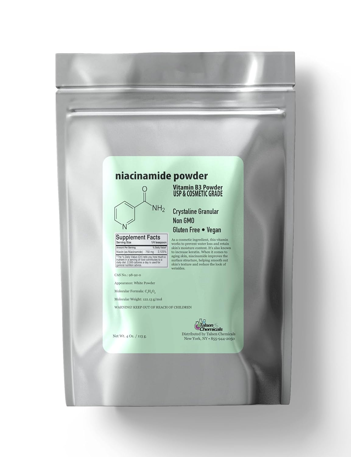 Talsen Chemicals Pure Niacinamide Powder for Skin care (Vitamin B3) - 226 g Cosmetic Grade - görsel 10