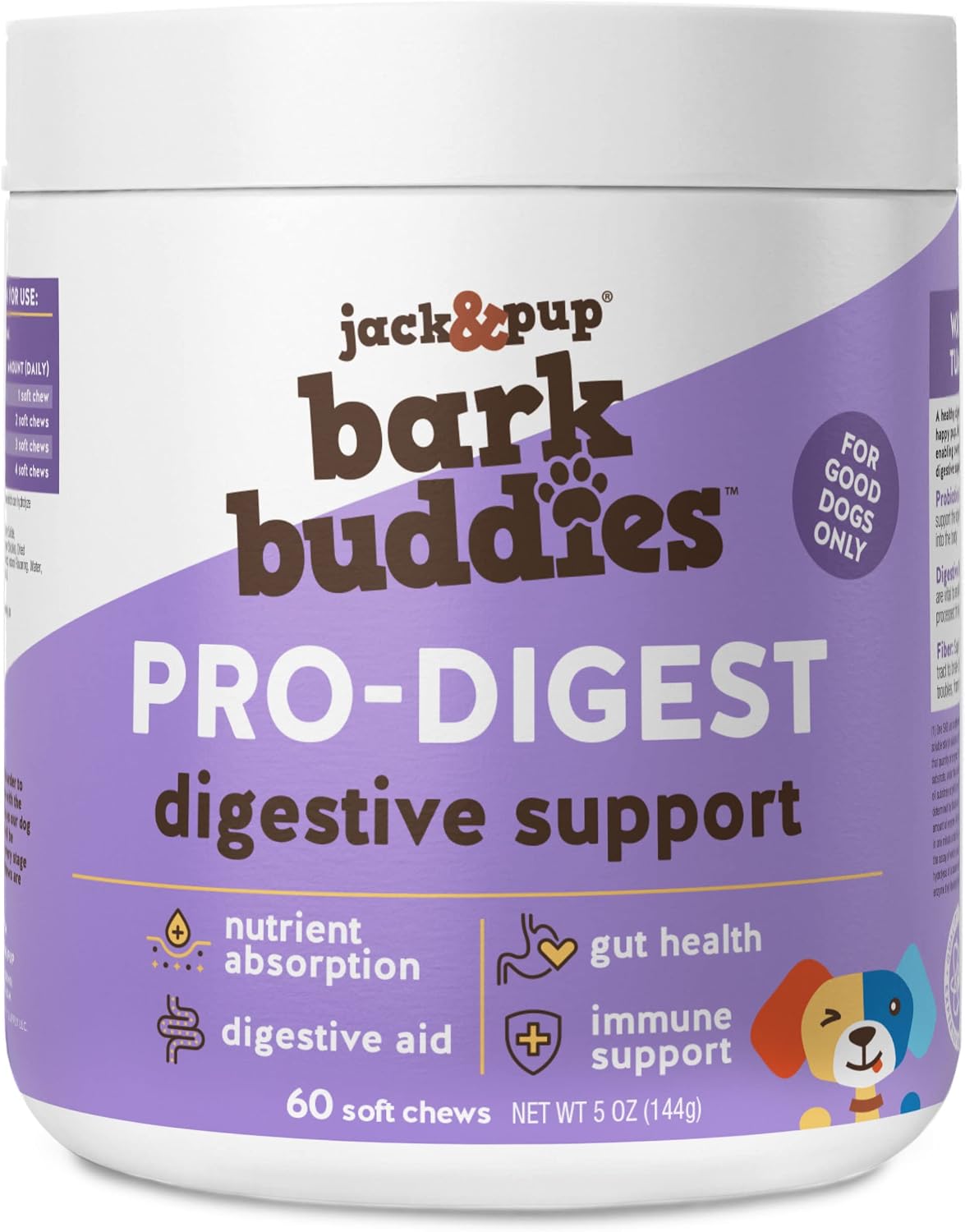 Jack&Pup Pro-Digest Bark Buddies Probiotic Chews for Dogs (60 chews) - görsel 1
