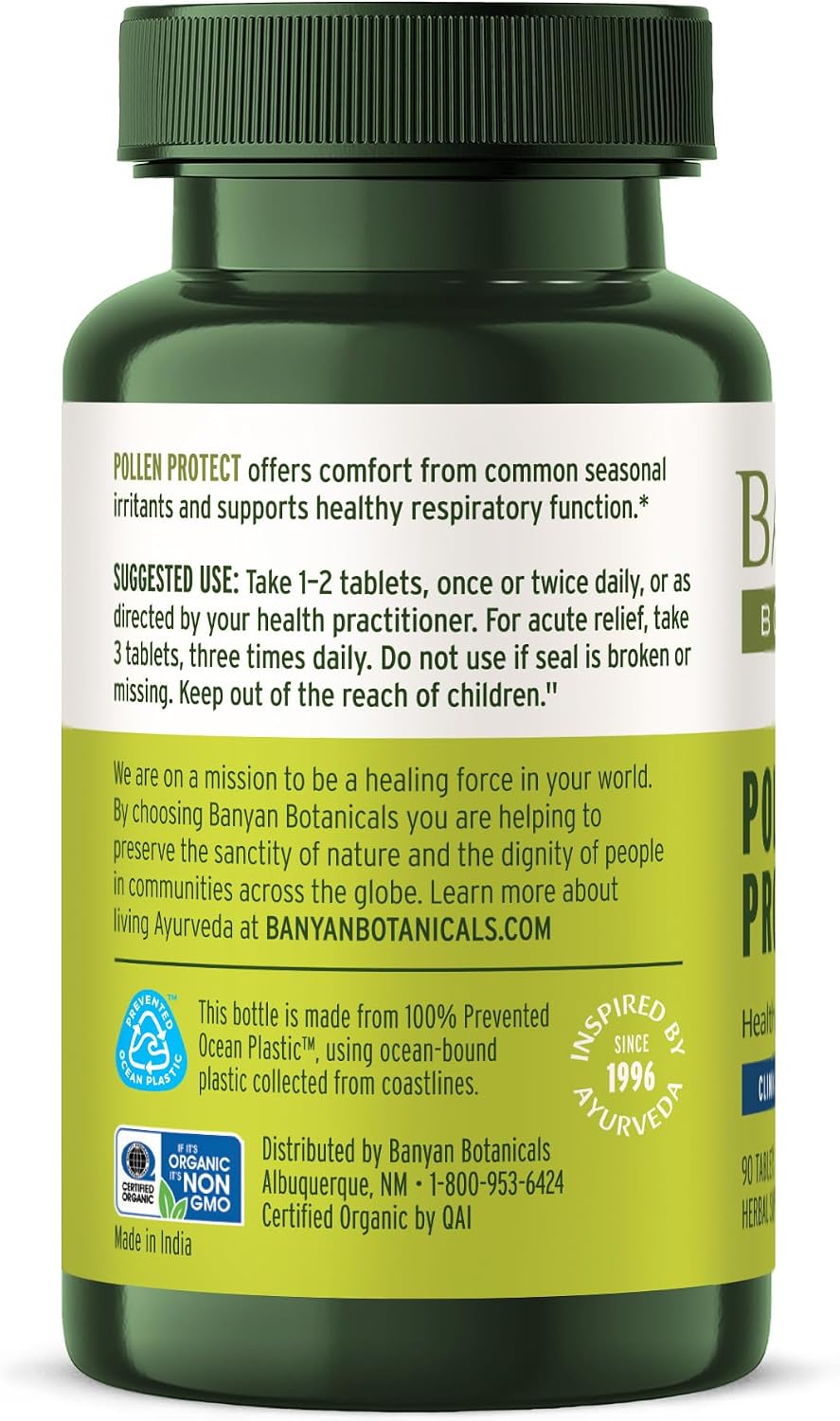 Banyan Botanicals Organic Pollen Protect – Respiratory Support Supplement, 90 Tablets - görsel 2