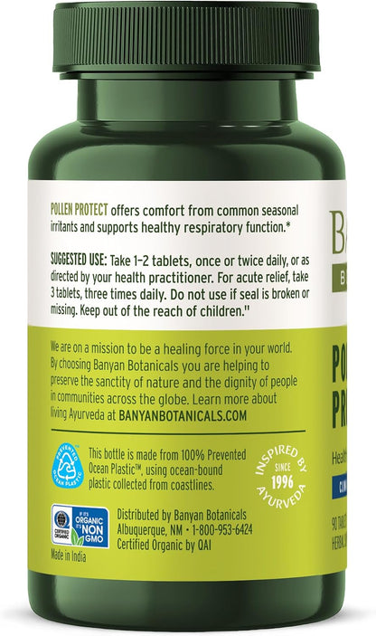 Banyan Botanicals Organic Pollen Protect – Respiratory Support Supplement, 90 Tablets