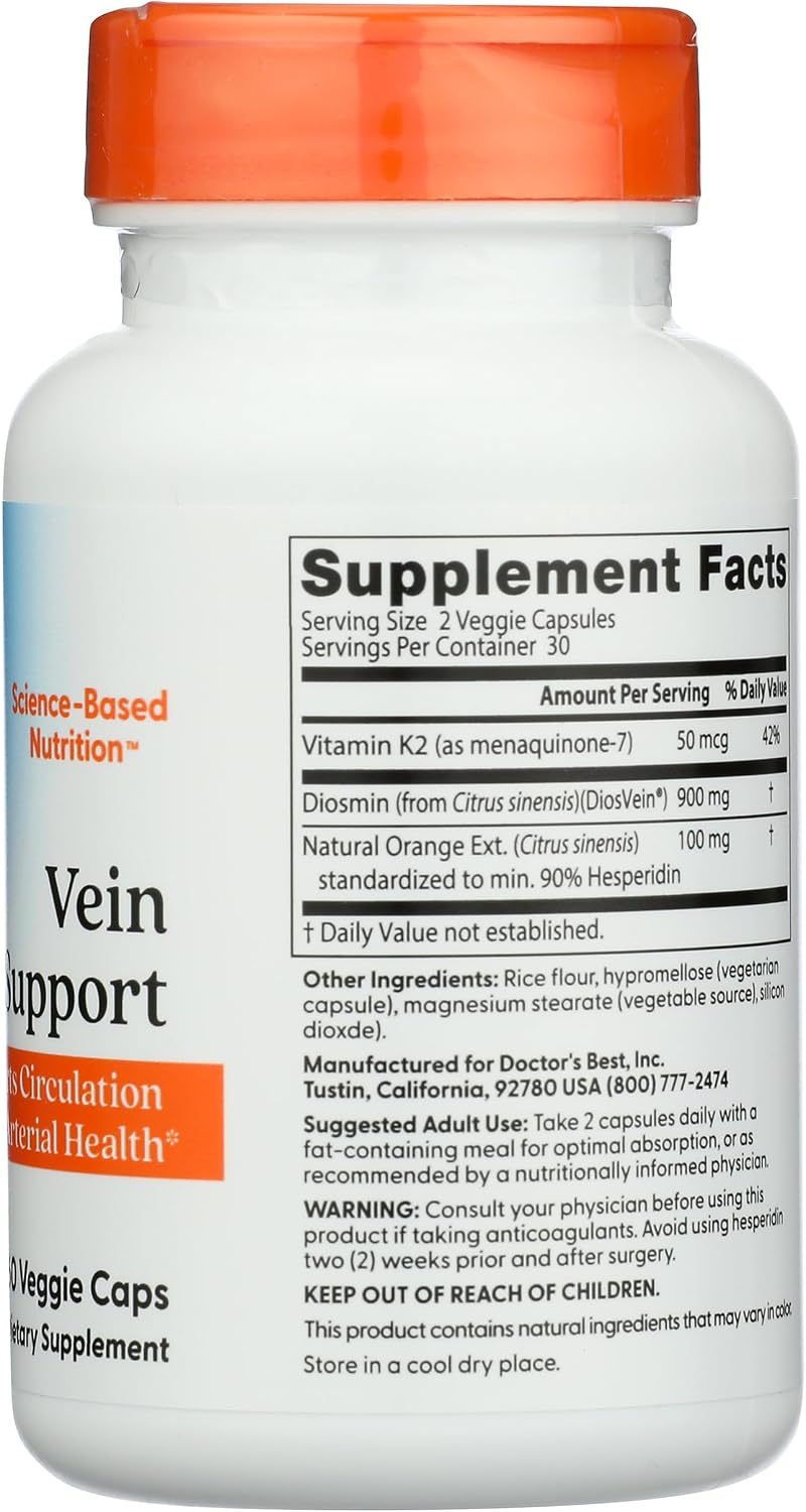 Doctor's BEST Vein Support Featuring DiosVein & MenaQ7, 60 Capsules - görsel 5