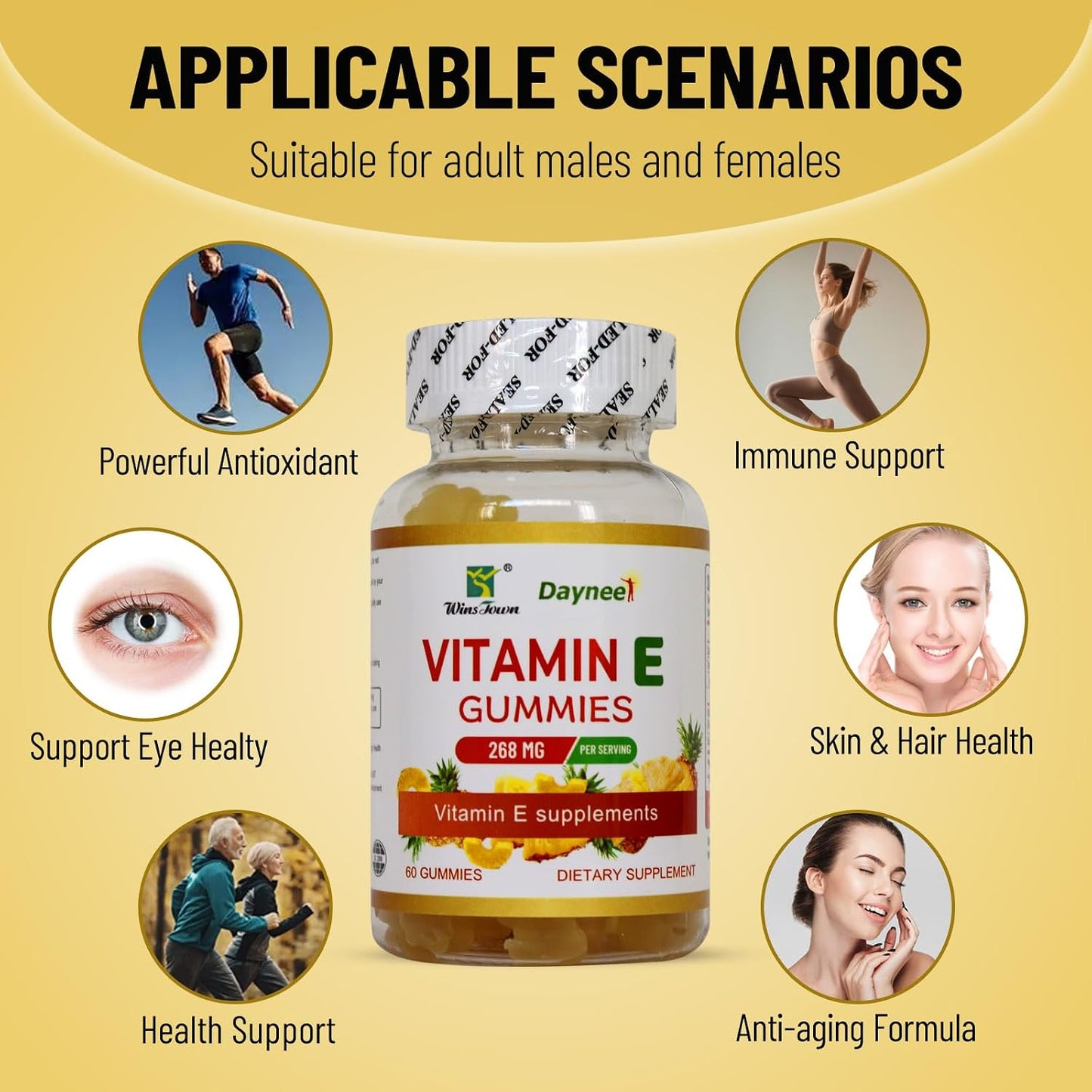 Wins Town Vitamin E Gummies 268mg (400IU), Vegan, 60 Gummies - görsel 6