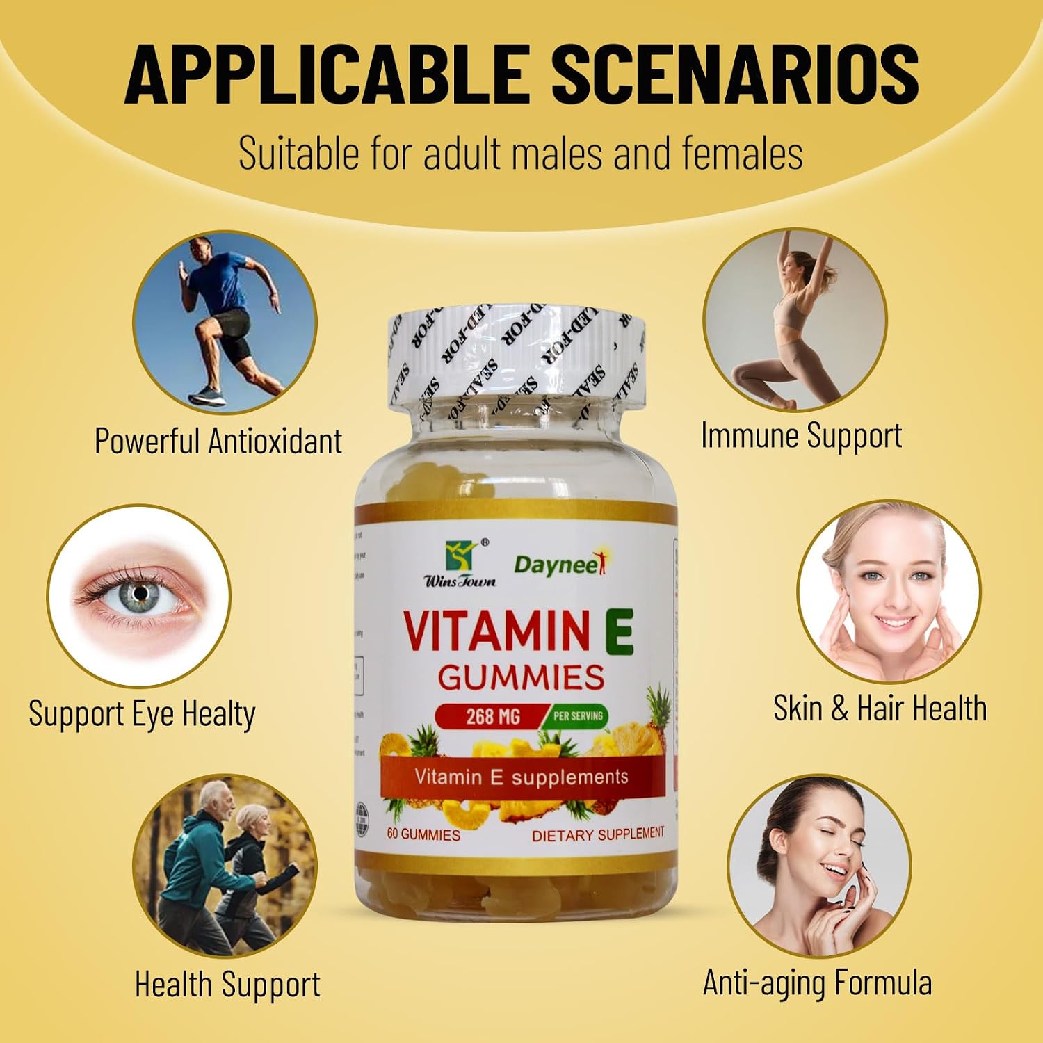 Wins Town Vitamin E Gummies 268mg (400IU), Vegan, 60 Gummies - görsel 6