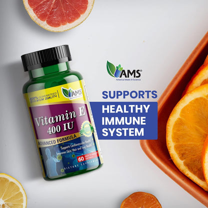 America Medic & Science Vitamin E 400 IU (60 Softgels) Food Supplement