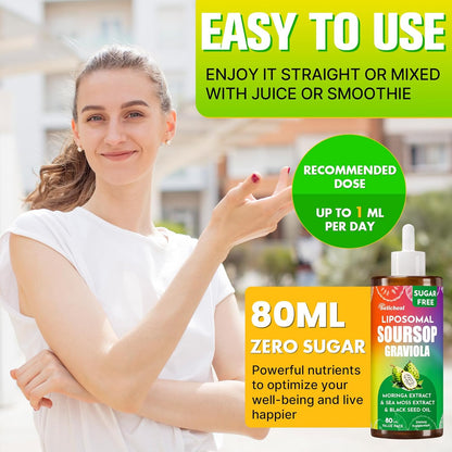 Soursop Bitters Liquid 880mg, Soursop Multivitamin Drops with Leaf Extract & Sea Moss, 166ml
