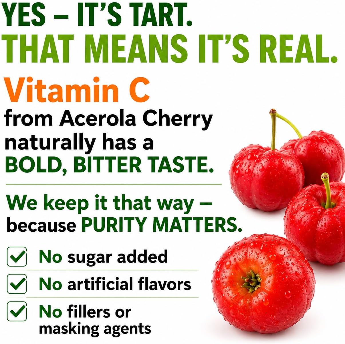 Natural Vitamin C from Acerola Cherry & Camu Camu Powder with Citrus Bioflavonoids, 90 Servings - görsel 9