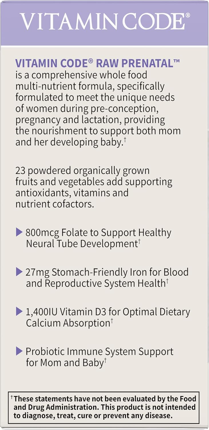 Garden of Life Vitamin Code Raw Prenatal Multivitamin - 30 Day Supply - görsel 9