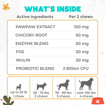 Probiotics for Dogs Chews 150PCs – Digestive, Gut Health & Diarrhoea Support – Probiotic Chews for Dogs – Vet Approved Formula with Dog Probiotics, Enzymes & Natural Ingredients – Beef Flavour