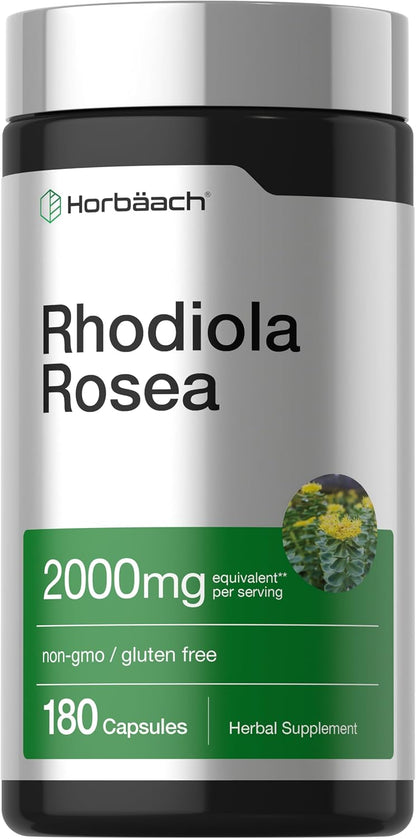 Horbäach Rhodiola Rosea Capsules | 180 Capsules | Non-GMO, Gluten-Free Supplement
