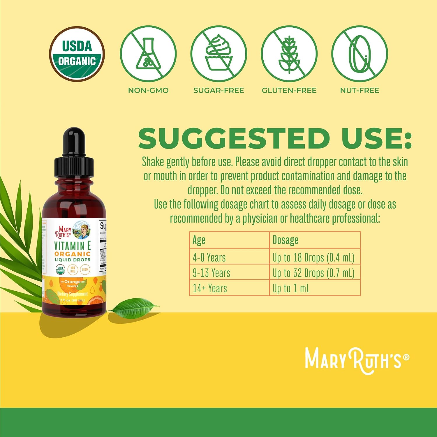 MaryRuth Organics USDA Organic Vitamin E Liquid Drops - 59 ml, 30 Servings - görsel 3