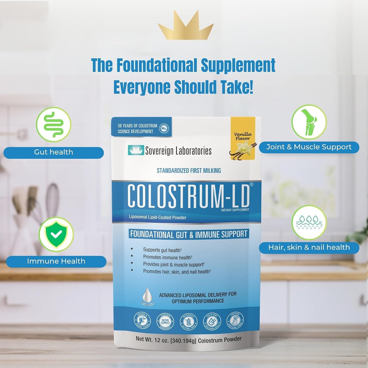 Colostrum-LD Liposomal Colostrum Powder, Vanilla, 340 g (68 Servings) - görsel 6