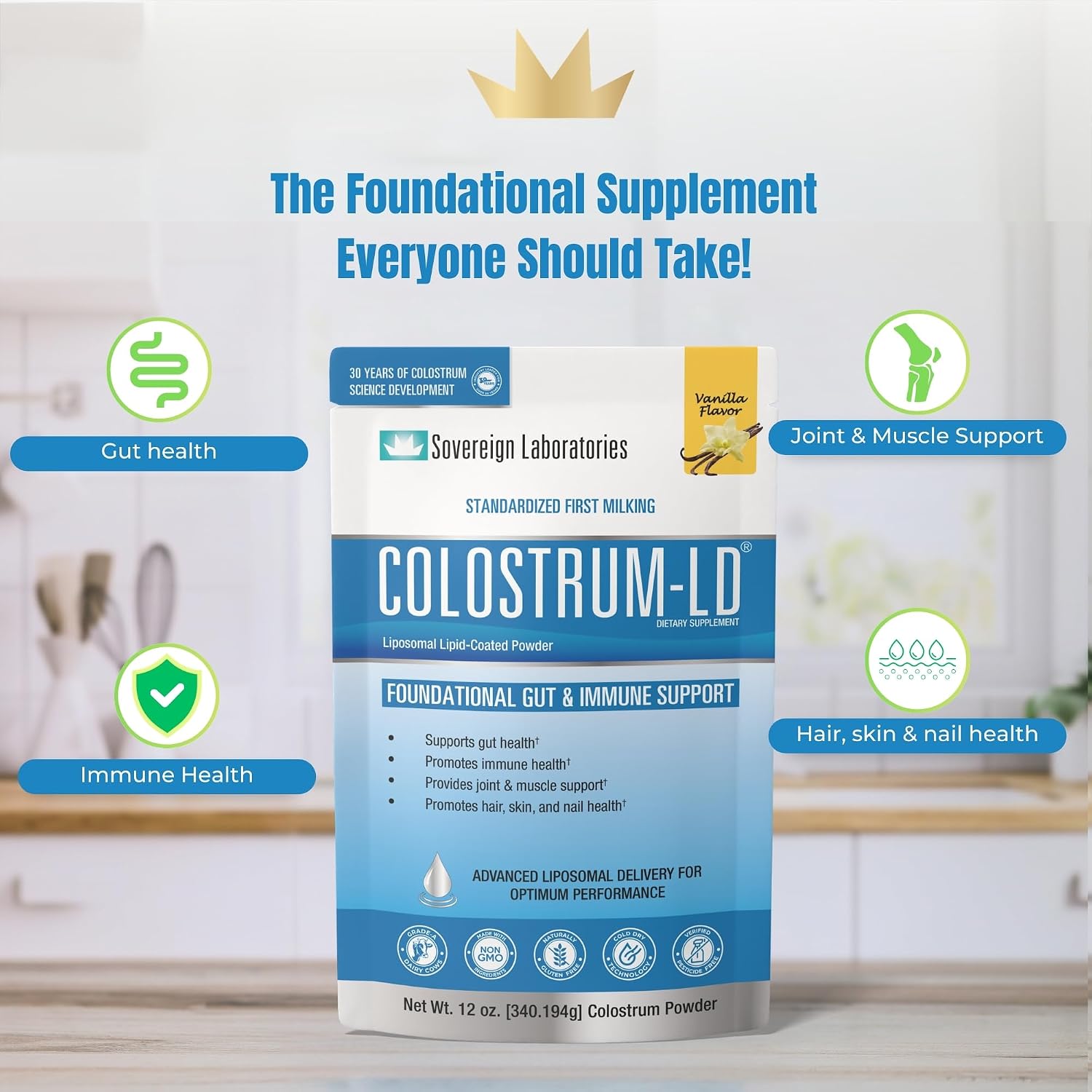 Colostrum-LD Liposomal Colostrum Powder, Vanilla, 340 g (68 Servings) - görsel 6