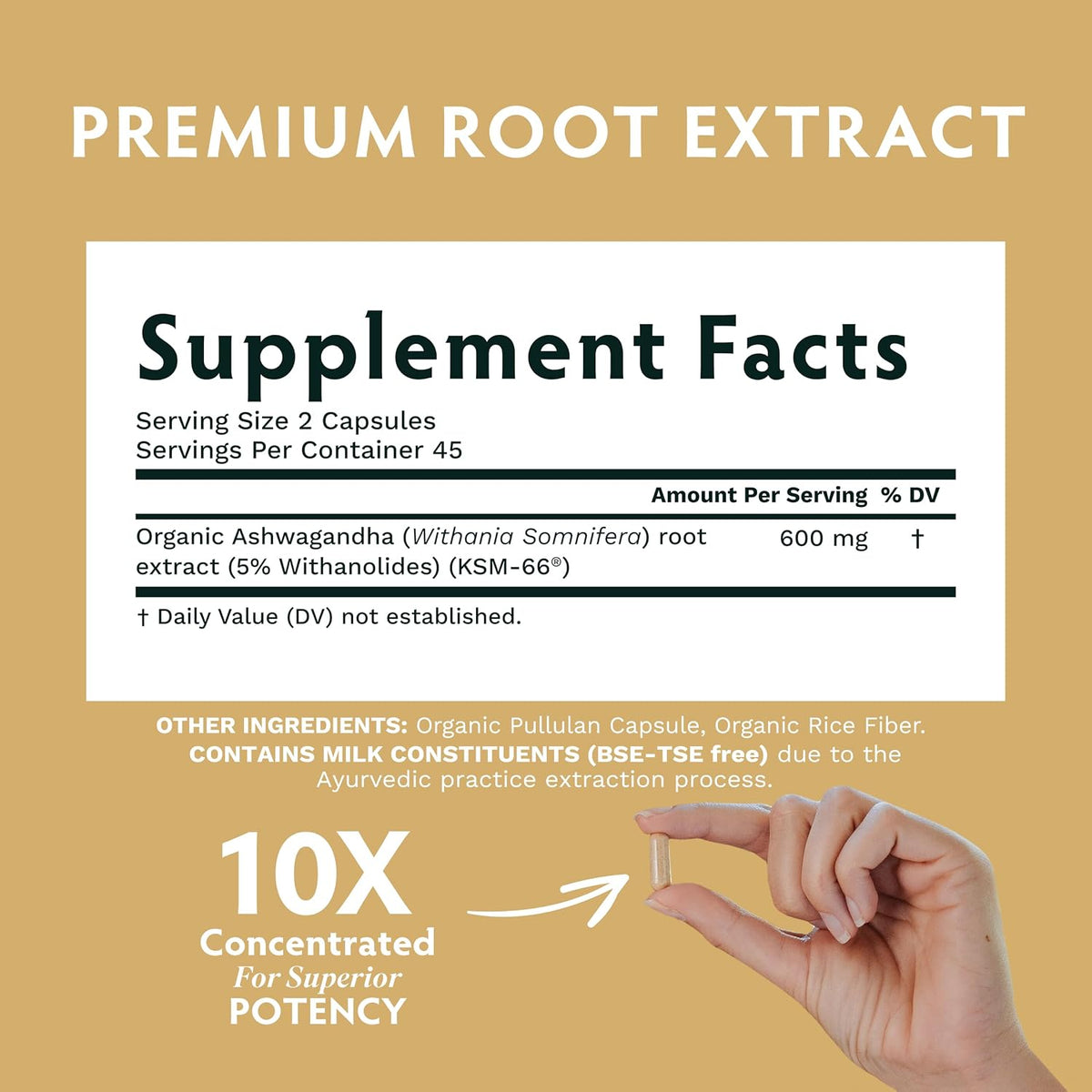TRIBE ORGANICS Ashwagandha KSM-66 – Pure Organic Root Powder Extract – 90 Capsules - görsel 3