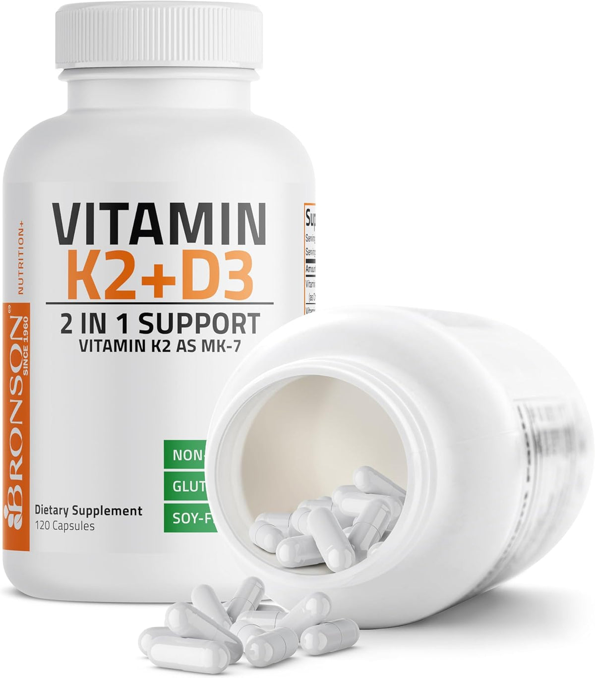 Bronson Vitamin D3 K2 (MK-7) Supplement - 5000 IU D3 & 90 mcg K2, 120 Capsules - görsel 6