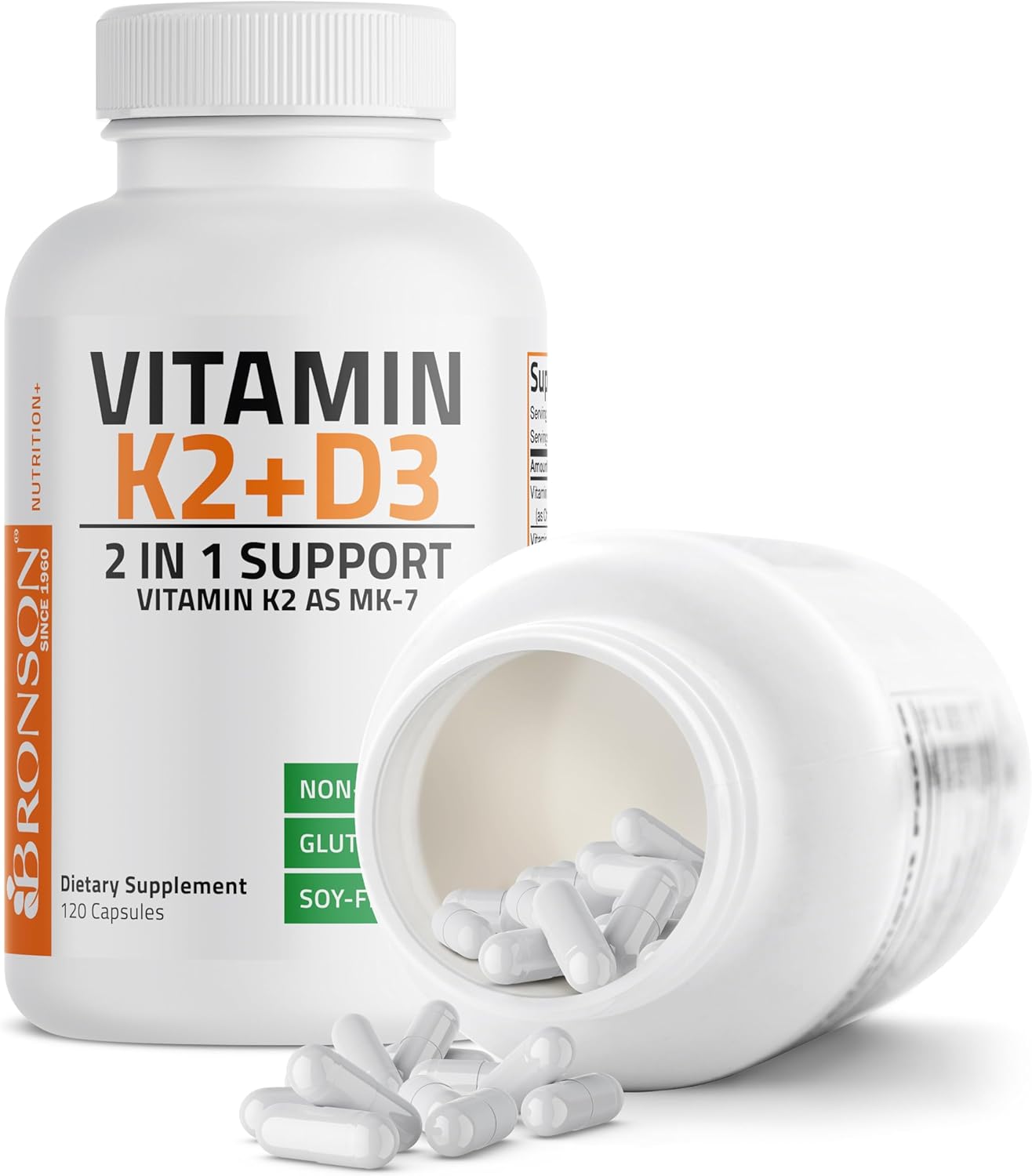 Bronson Vitamin D3 K2 (MK-7) Supplement - 5000 IU D3 & 90 mcg K2, 120 Capsules - görsel 6