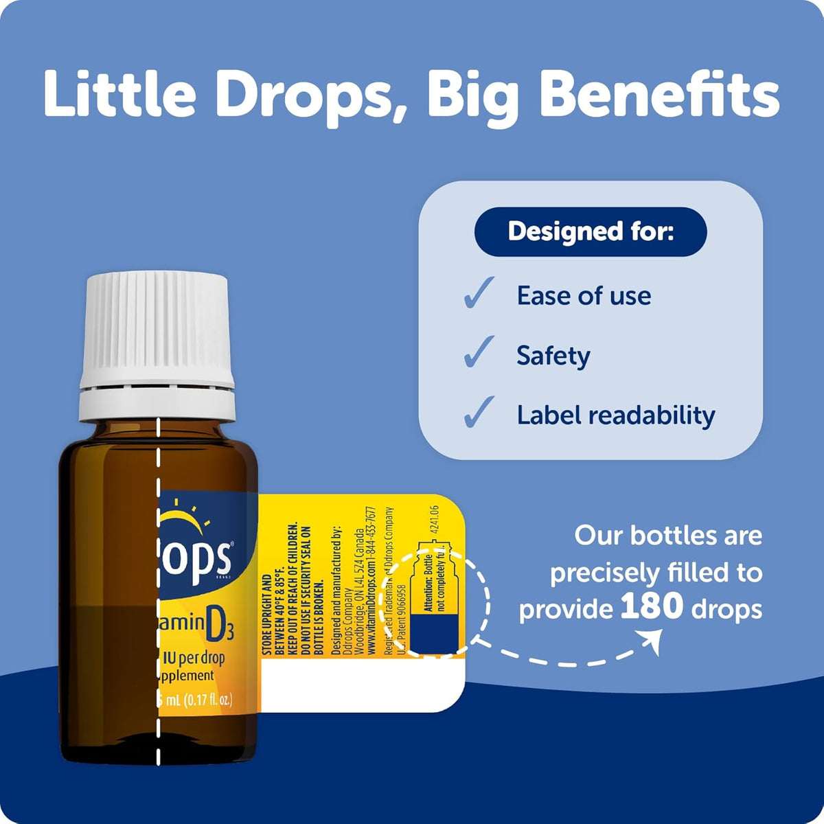 Ddrops Adults 2000IU 180 Drops - Liquid Vitamin D3 Supplement for Bone and Immune Health - görsel 2