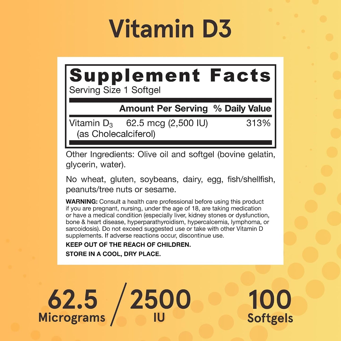 Jarrow Formulae Vitamin D3 62.5 mcg (2,500 IU) Softgels – 100 Count - görsel 6
