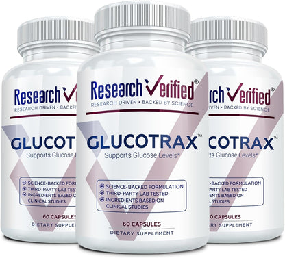 Research Verified Glucotrax - Berberine, Chromium Picolinate, Cinnamon, Gymnema - 360 Capsules (6 Month Supply)