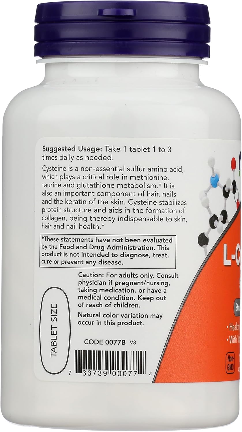 NOW Foods L-Cysteine 500mg, 100 Tablets - görsel 5