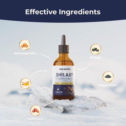 BAKAKOUL Shilajit Liquid Drops – Pure Himalayan with Ashwagandha, Turmeric, Black Musli, No Sugar, 2 Pack – Image 4