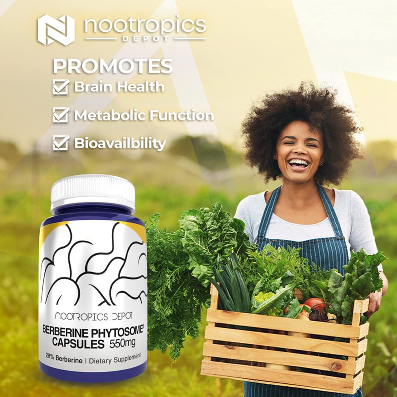 Nootropics Depot Berberine Phytosome Capsules, 550mg, High Bioavailability - görsel 3