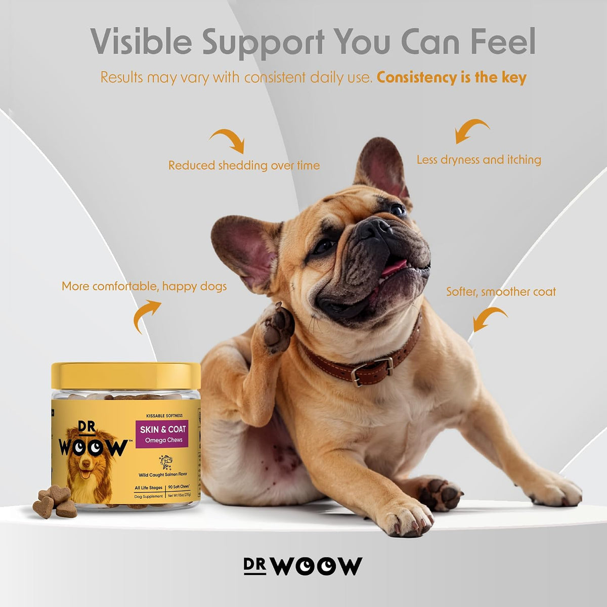 DR WOOW Omega-3 Soft Chews for Dogs – Skin & Coat Support (90 Count) - görsel 3
