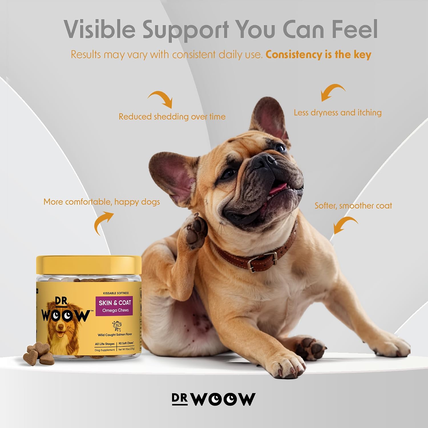 DR WOOW Omega-3 Soft Chews for Dogs – Skin & Coat Support (90 Count) - görsel 3