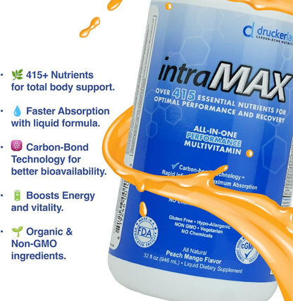 intraMAX Organic Liquid Multivitamin – 946 ml, Peach Mango