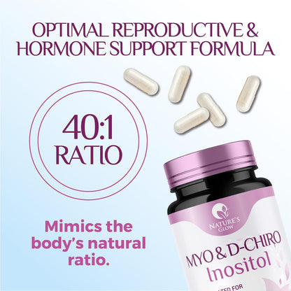 Nature's Glow Myo-Inositol & D-Chiro Inositol 1025 mg – 40:1 Ratio, Vegan, Non-GMO (60 Capsules)