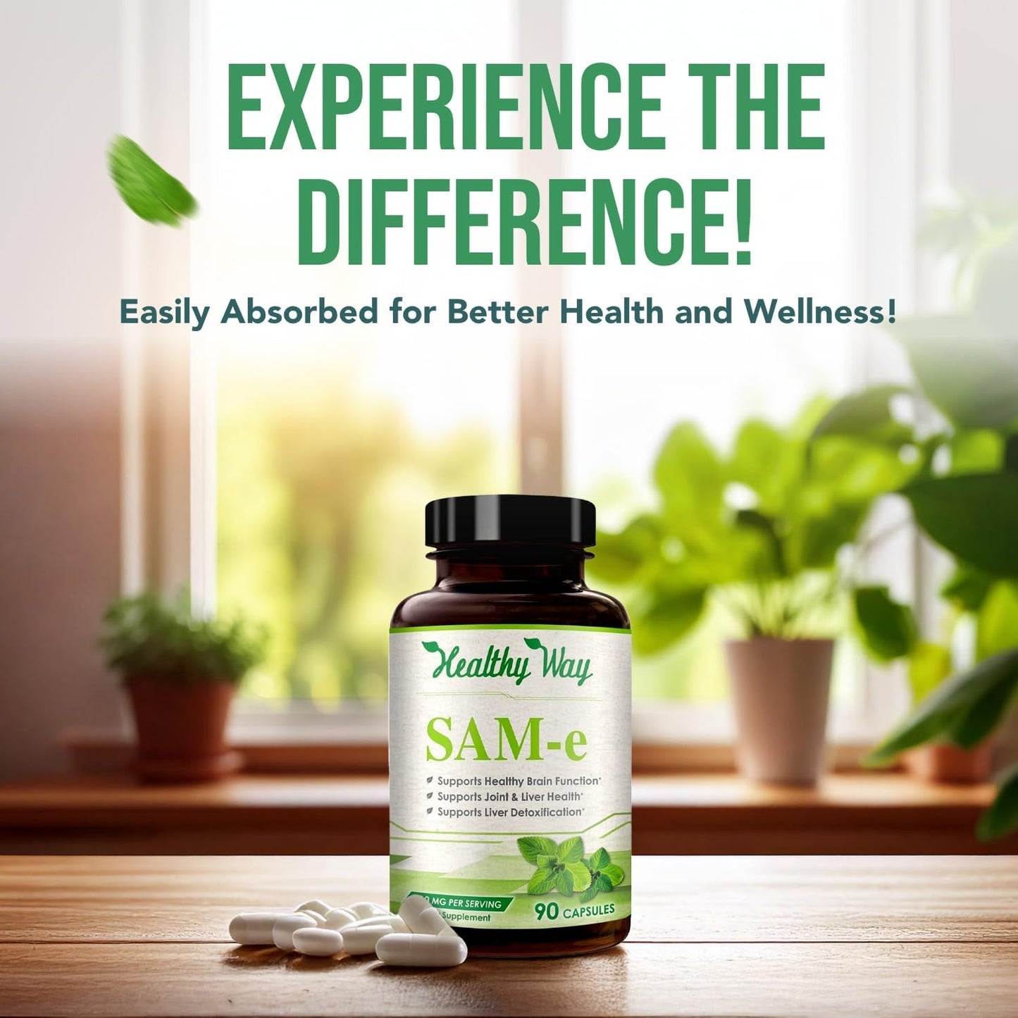 HealthyWayRx SAM-e 400mg Capsules - S-Adenosylmethionine Supplement for Brain, Liver and Mood Support (90 Count) - görsel 6